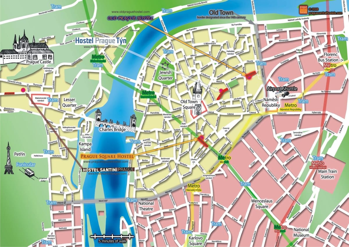 mappa della città vecchia di praga, repubblica ceca