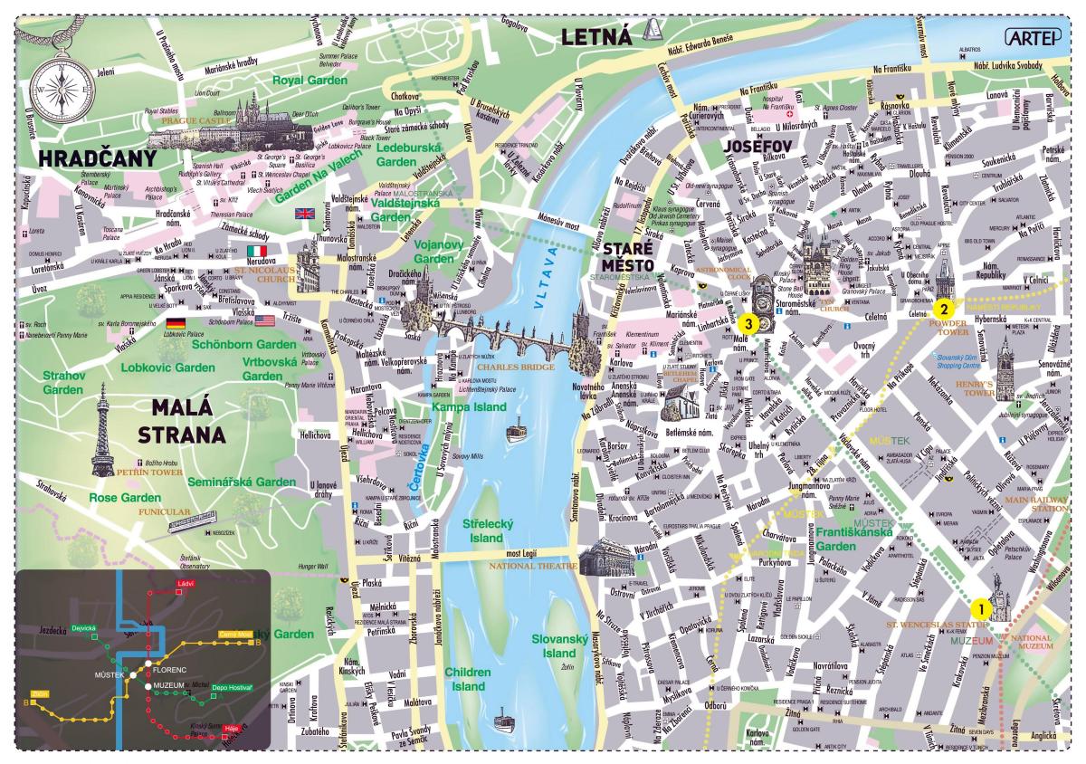 praga mappa della città in inglese