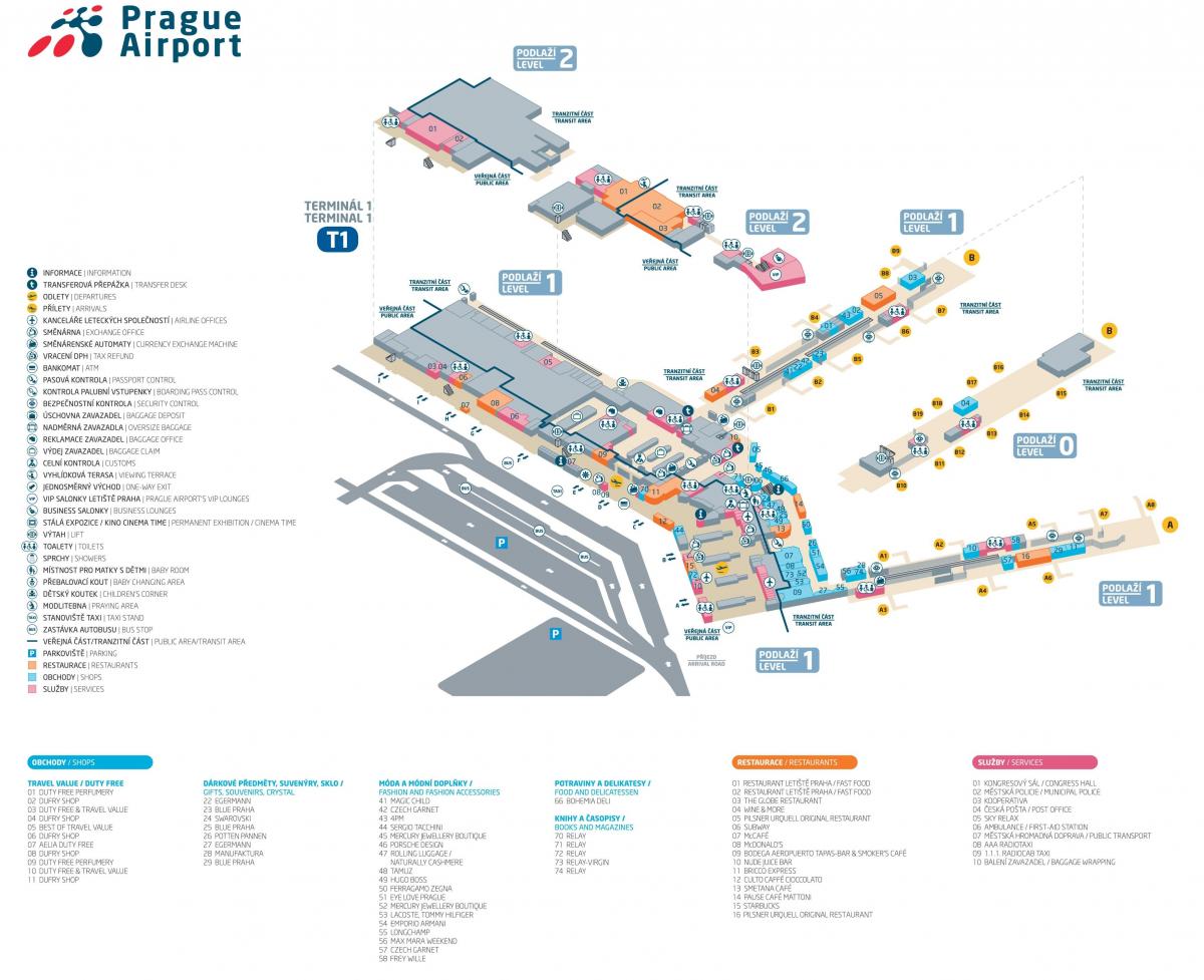 il terminal 1 dell'aeroporto di praga la mappa