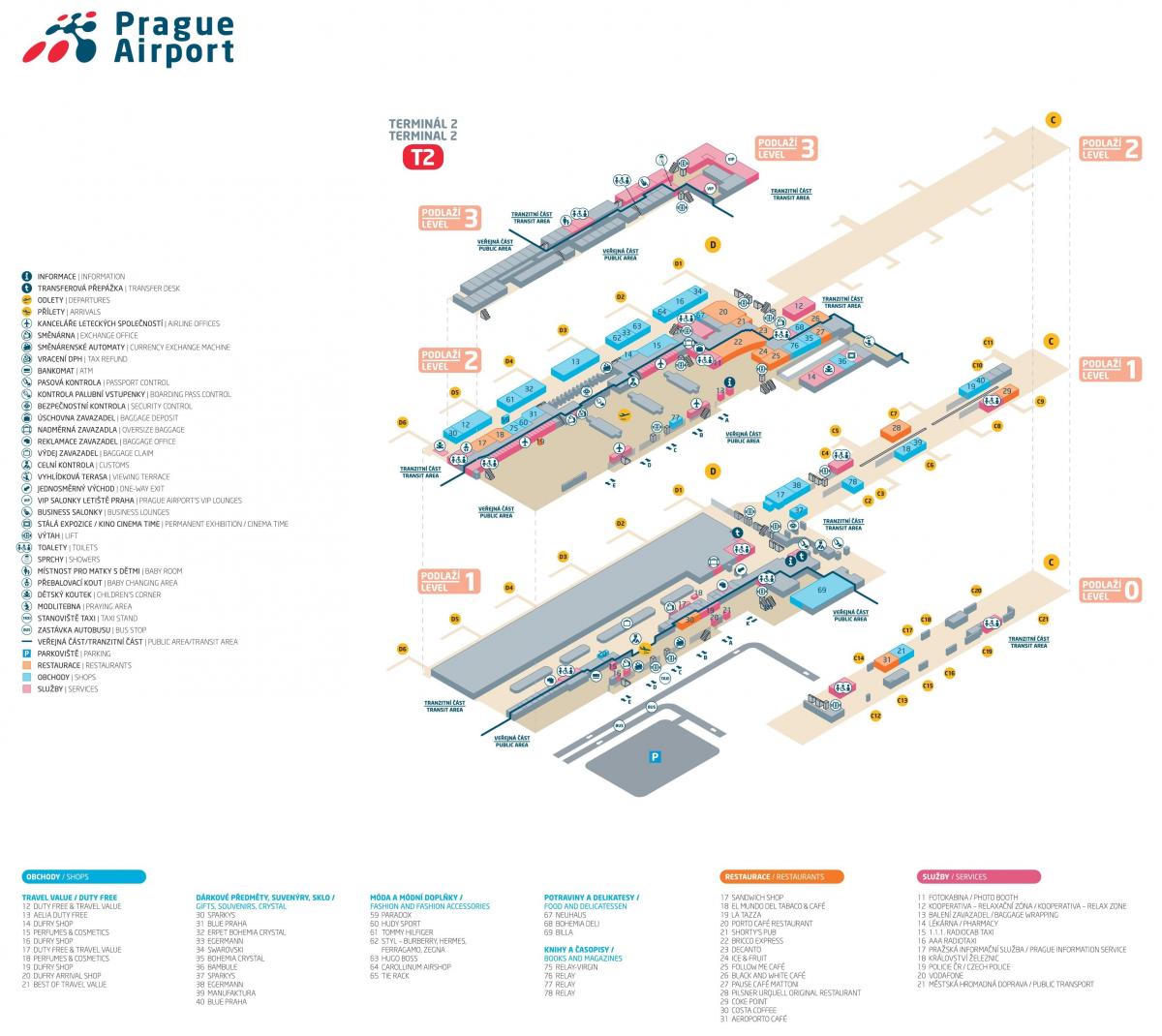 mappa di praga aeroporto terminal 2